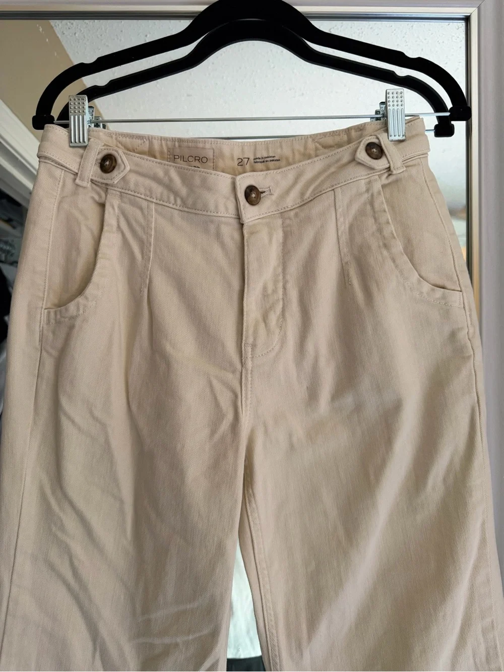 Pilcro Wide Leg Jeans in Light Cream